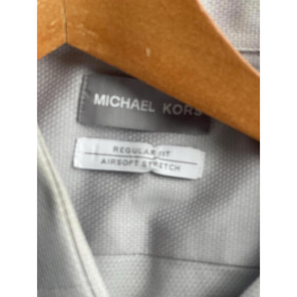 Michael Kors Men’s Dress Shirt Size L 16.5 32/33 Gray Wrinkle Free Long Sleeve - Picture 2 of 9